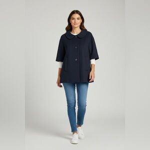 Tracy Reese Women’s Short Sleeve Navy Pea Coat Size Medium